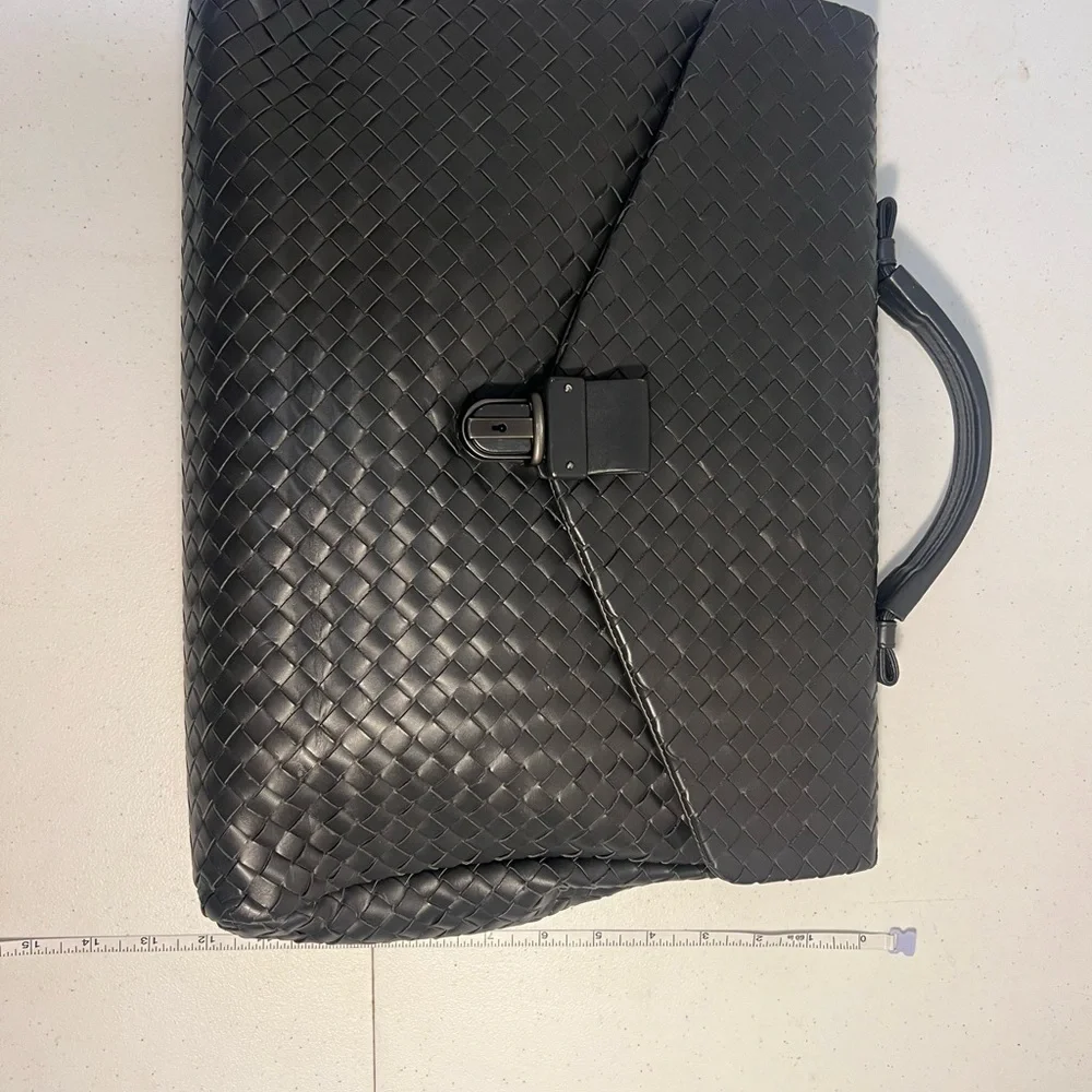 Bottega Veneta Briefcase Intrecciato Envelope Dark Gray leather business bag